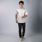 Kemeja Batik Sagara Lengan Pendek 200 White Grey