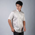 Kemeja Batik Sagara Lengan Pendek 200 White Grey