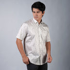 Kemeja Batik Sagara Lengan Pendek 200 White Grey