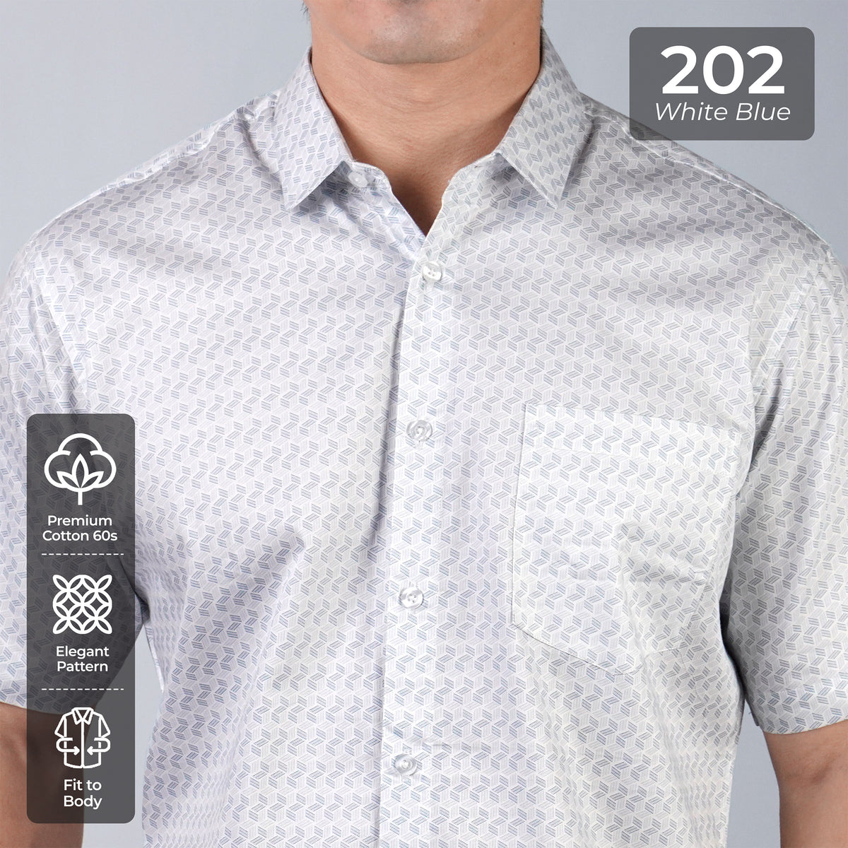 Kemeja Batik Sagara Lengan Pendek 202 White Blue