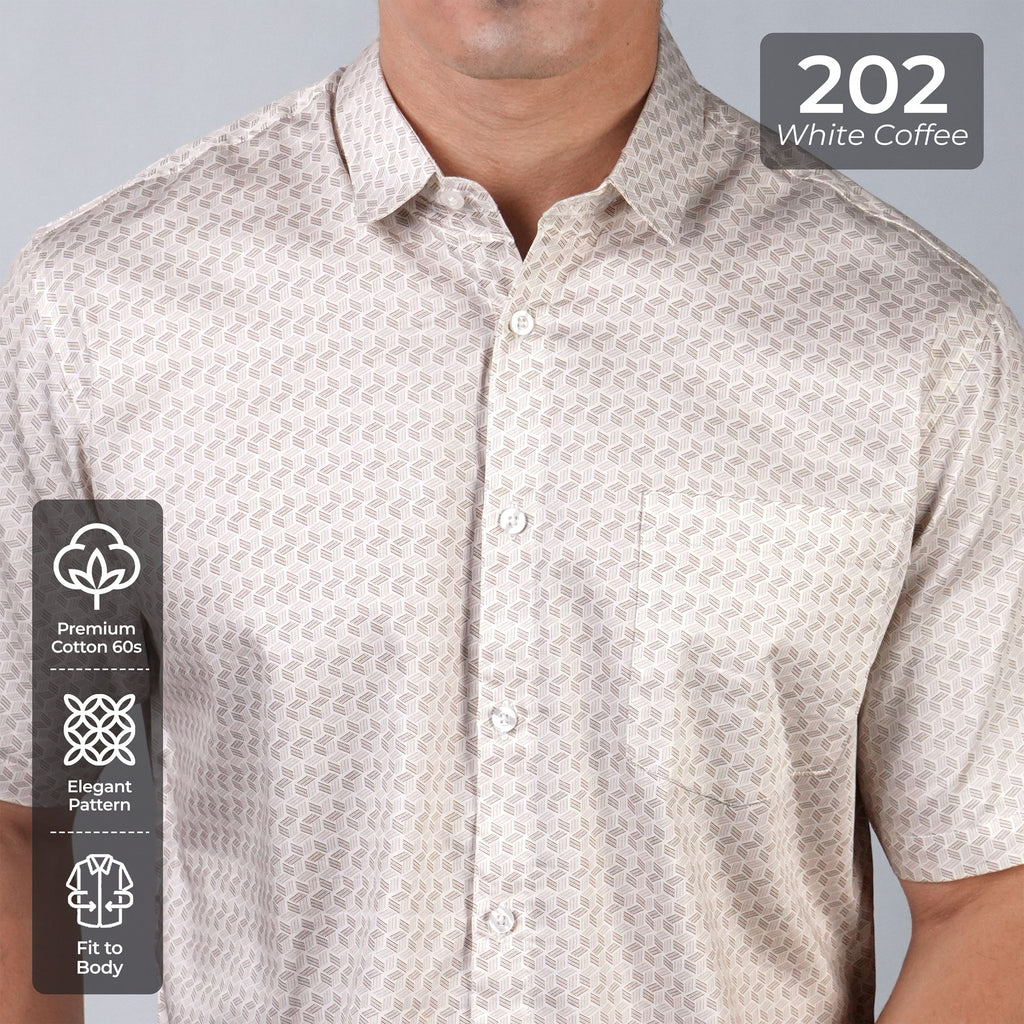 Kemeja Batik Sagara Lengan Pendek 202 White Coffee