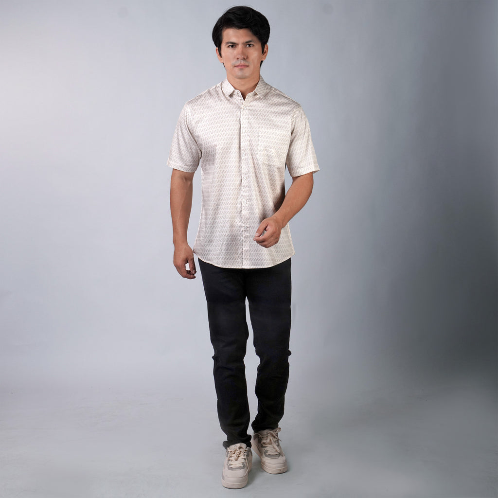 Kemeja Batik Sagara Lengan Pendek 202 White Coffee