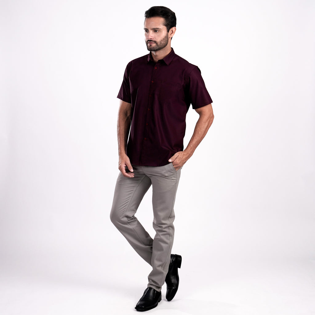 Kemeja Premium Gallant Lengan Pendek 2334 Burgundy