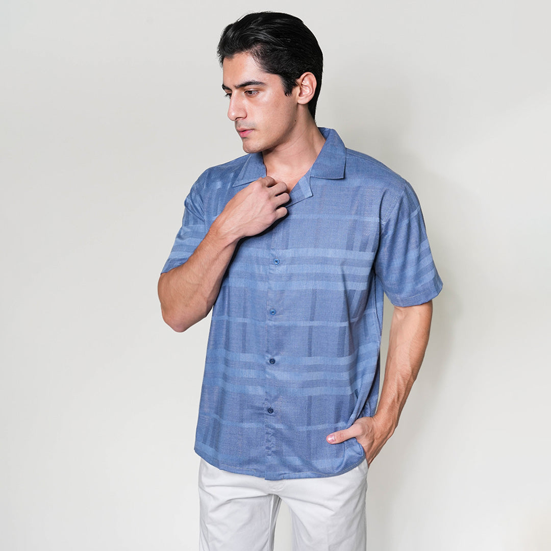 Kemeja Xanlos Lengan Pendek 2354 Blue