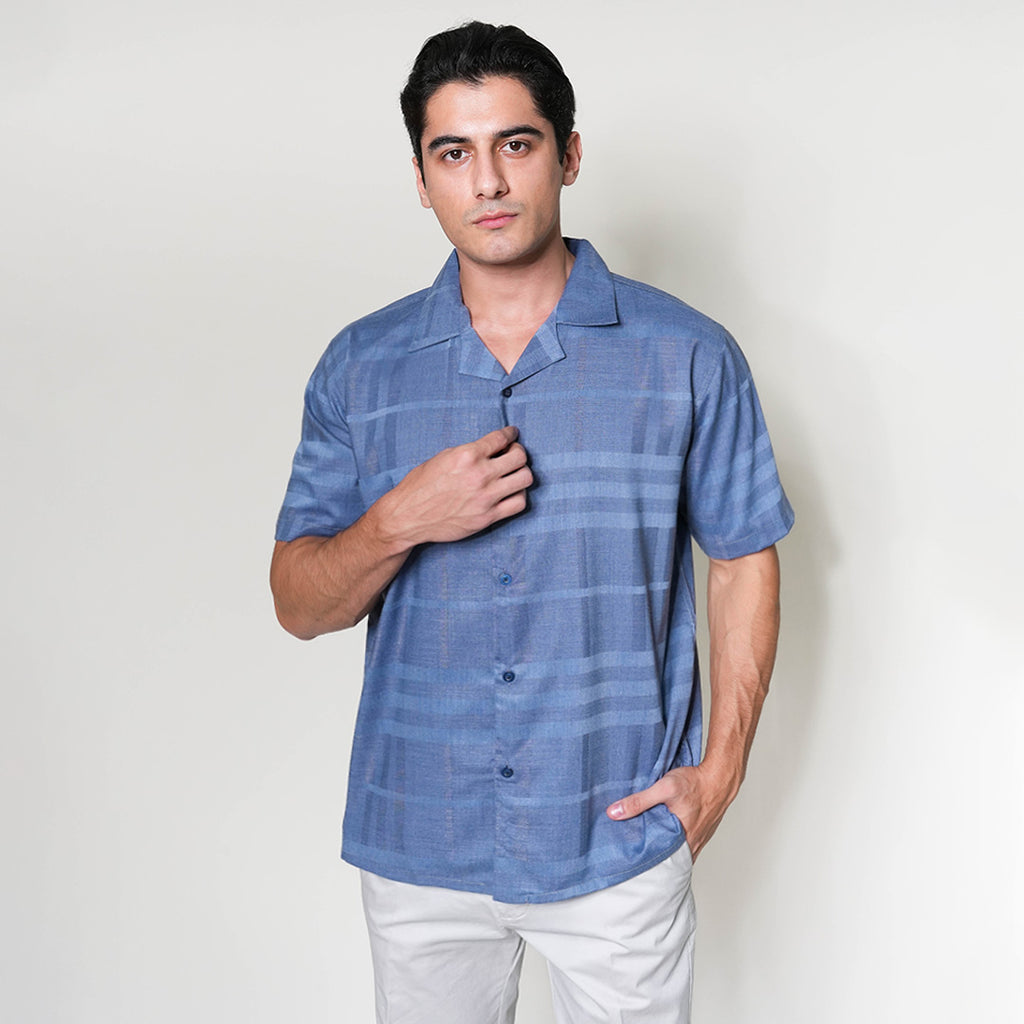 Kemeja Xanlos Lengan Pendek 2354 Blue