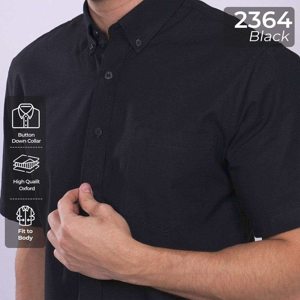 Kemeja Oxford Button Down Lengan Pendek 2364 Black