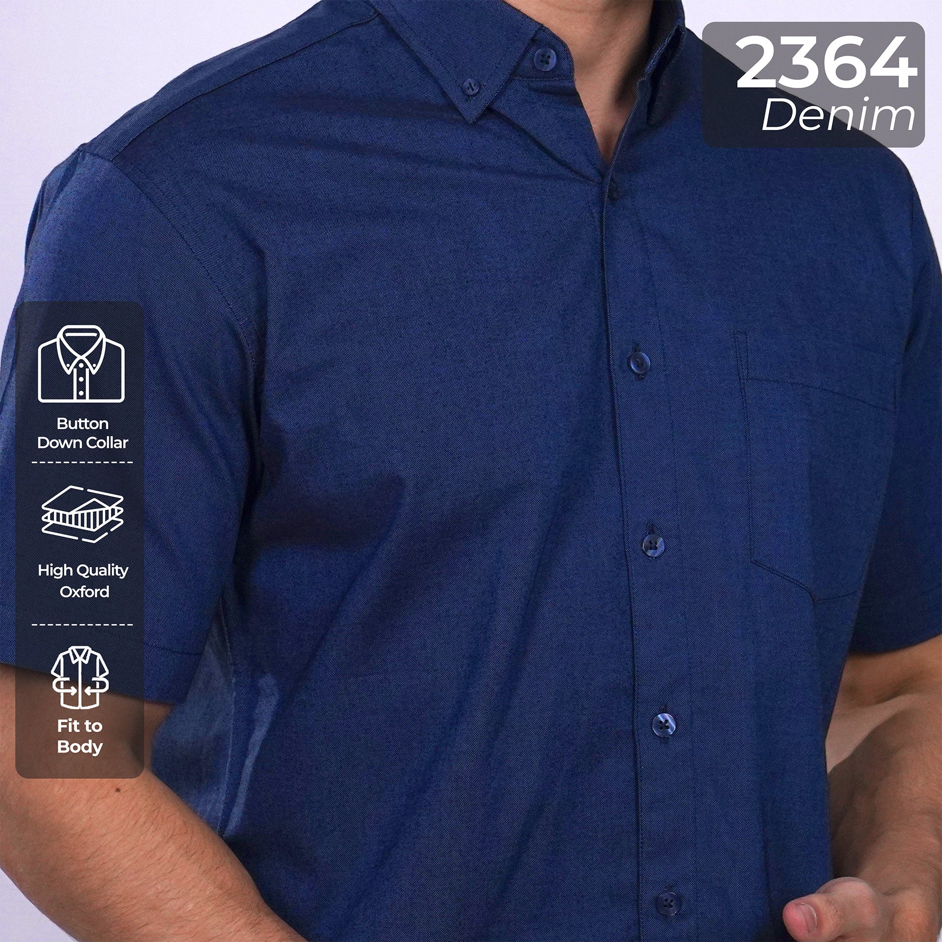 Kemeja Oxford Button Down Lengan Pendek 2364 Denim