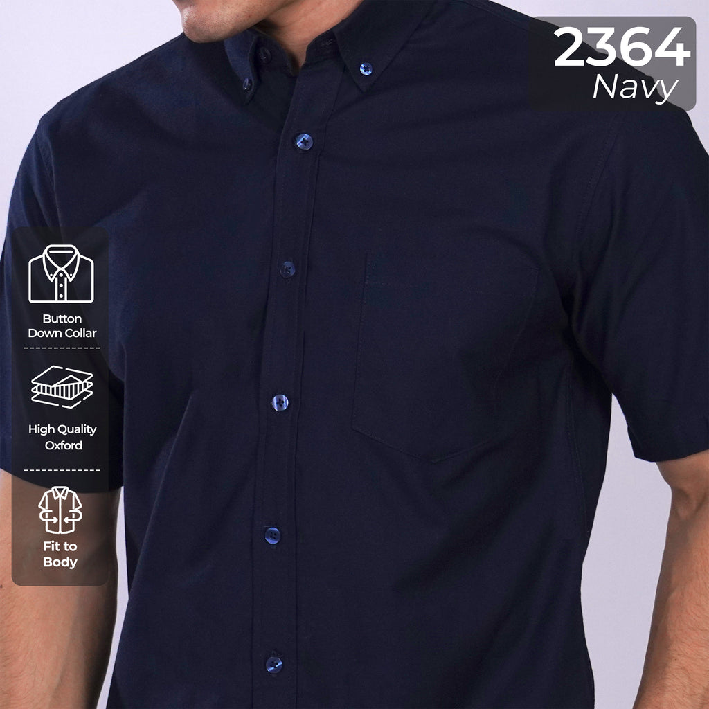 Kemeja Oxford Button Down Lengan Pendek 2364 Navy