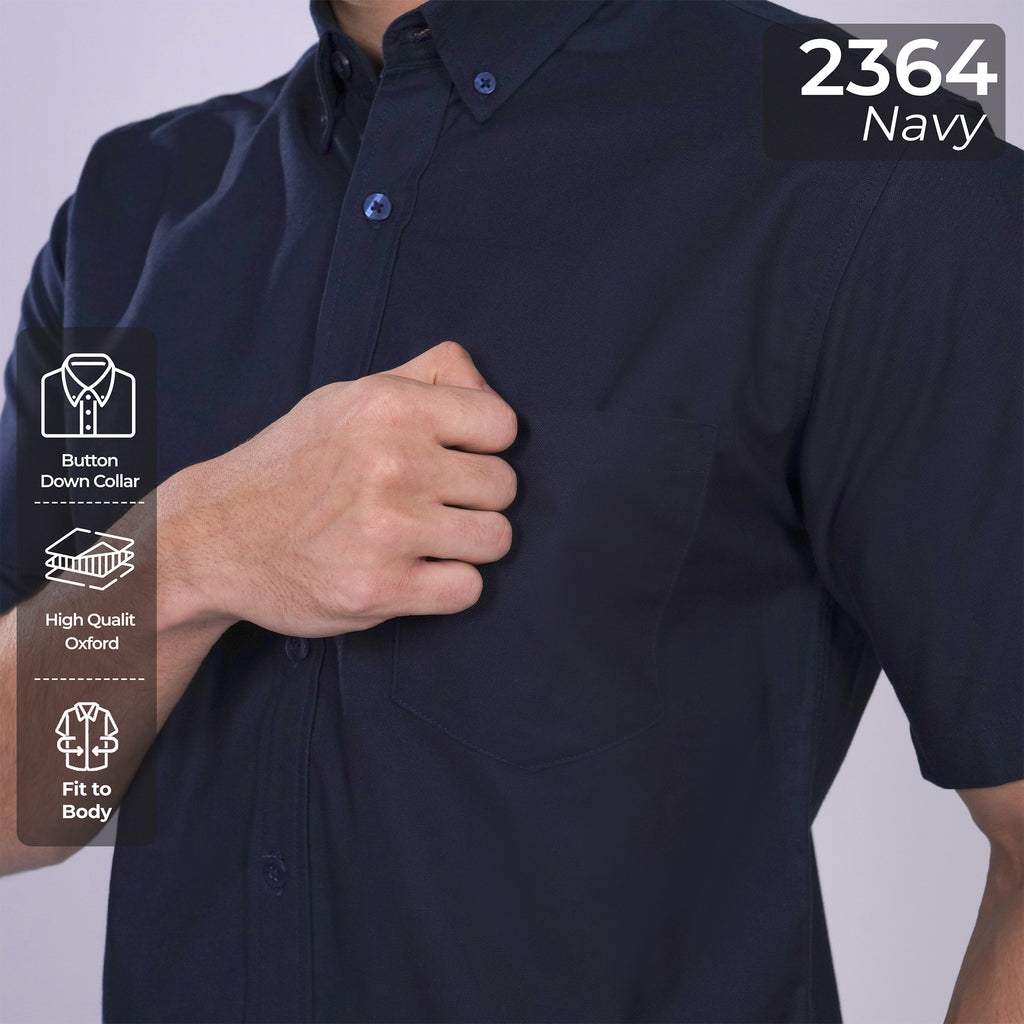 Kemeja Oxford Button Down Lengan Pendek 2364 Navy
