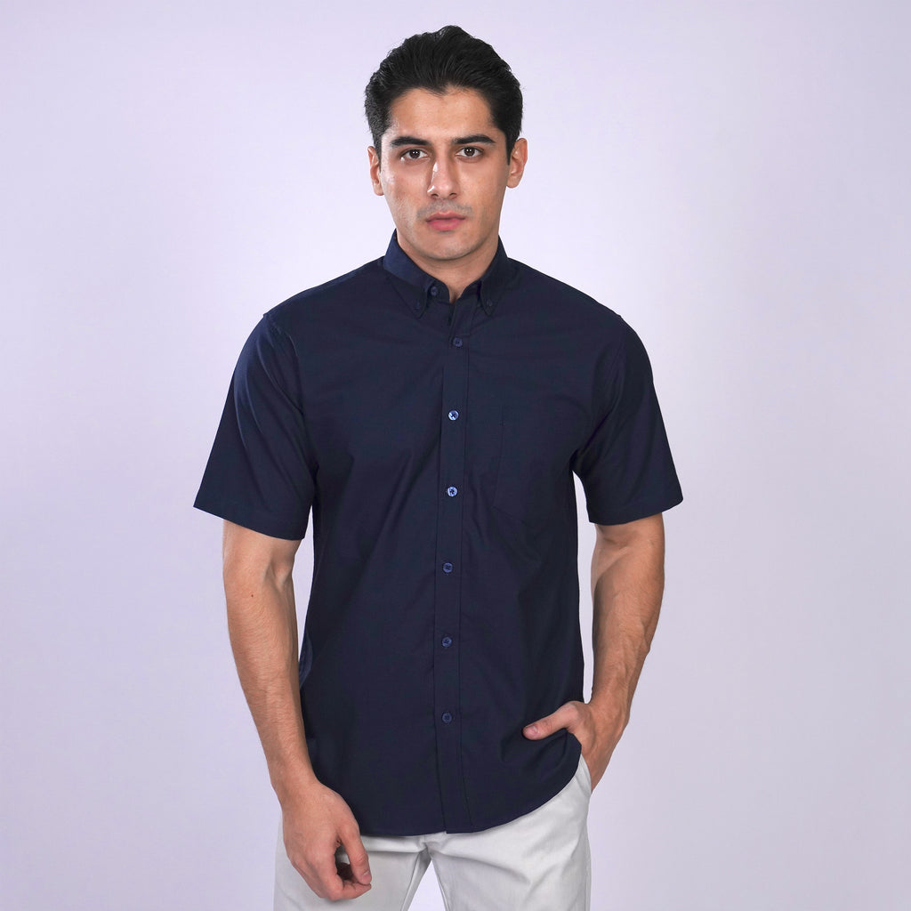 Kemeja Oxford Button Down Lengan Pendek 2364 Navy