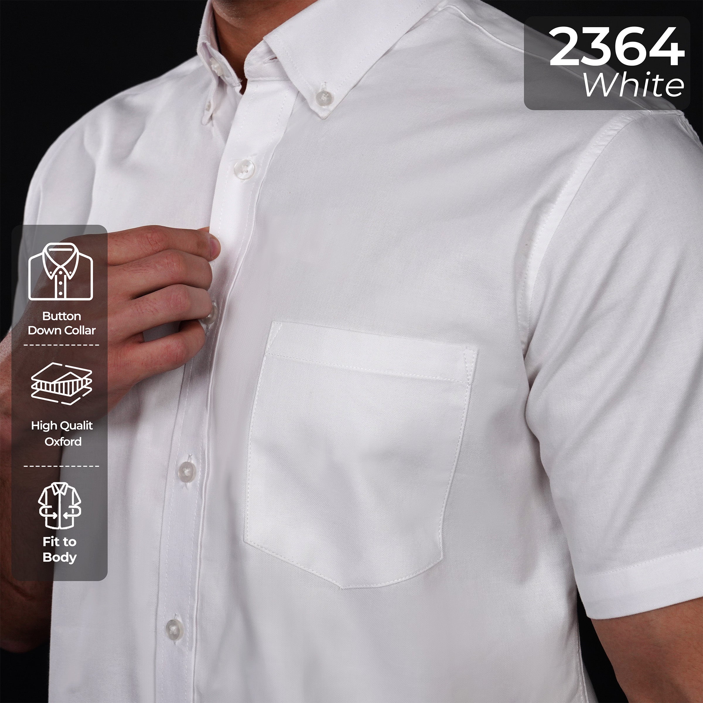 Kemeja Oxford Button Down Lengan Pendek 2364 White