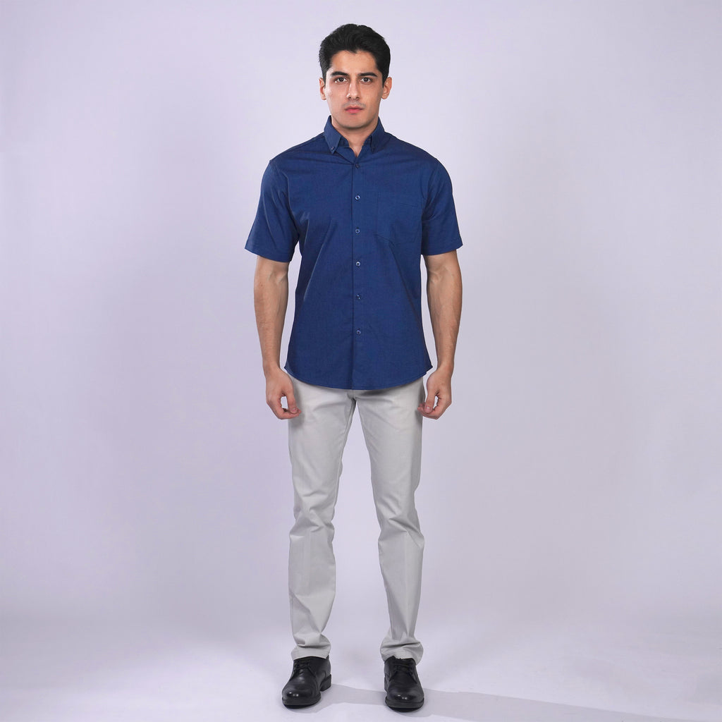 Kemeja Oxford Button Down Lengan Pendek 2364 Denim