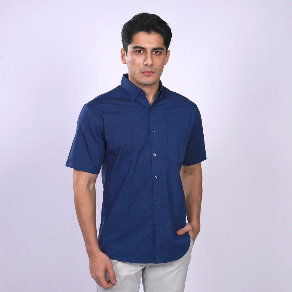 Kemeja Oxford Button Down Lengan Pendek 2364 Denim