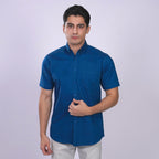Kemeja Oxford Button Down Lengan Pendek 2364 Ocean