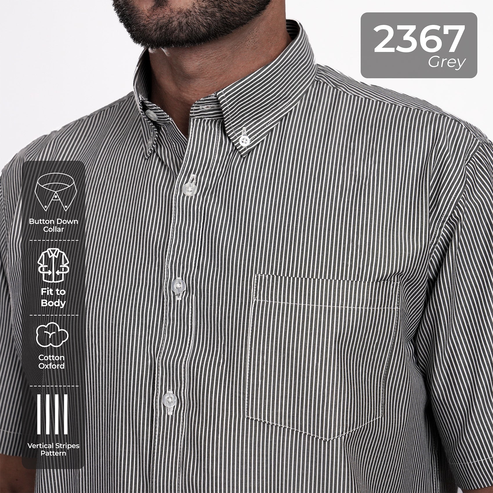 Kemeja Sinclair Lengan Pendek 2367 Grey