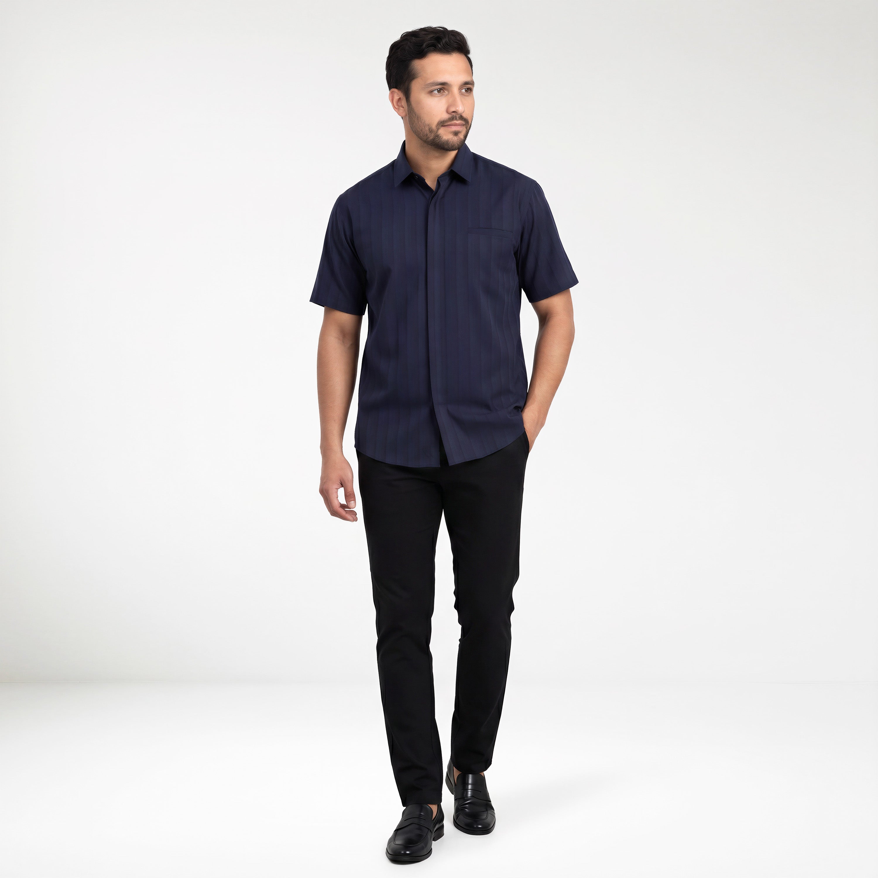 Kemeja Ardent Lengan Pendek 2374 Navy