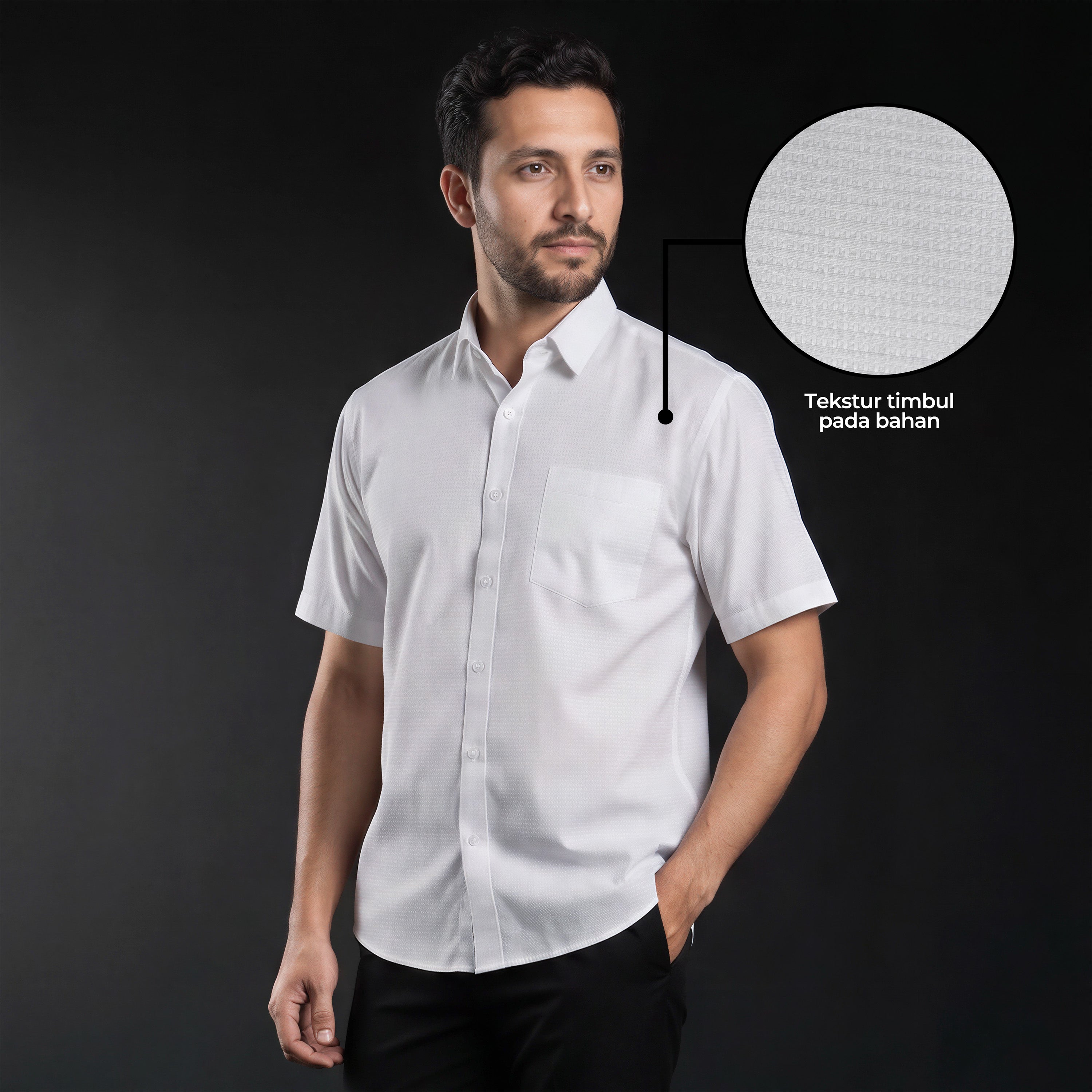 Kemeja Eldric Lengan Pendek 2375 White