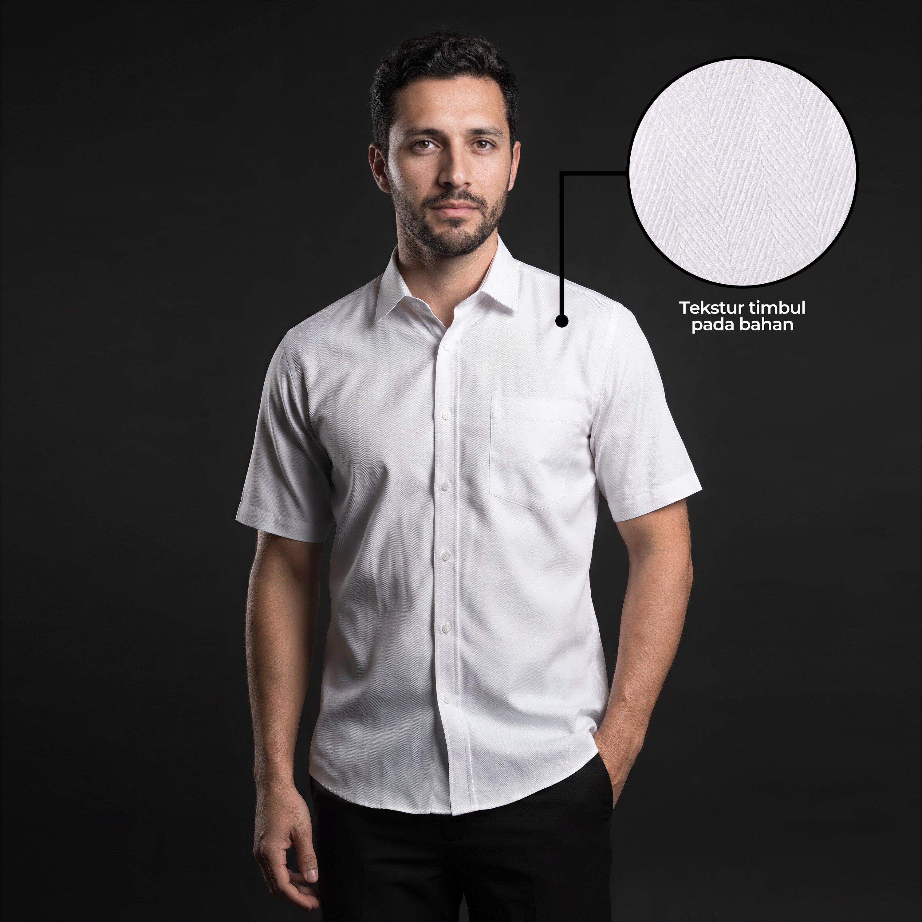 Kemeja Eldric Lengan Pendek 2376 White