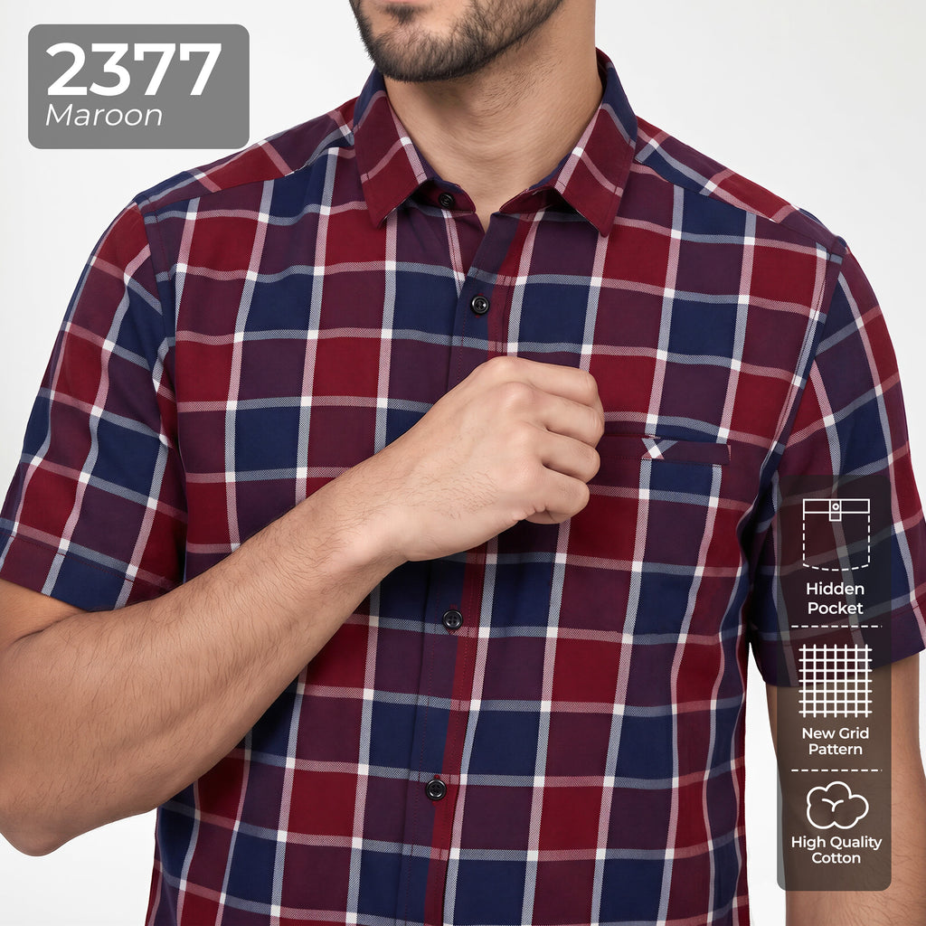 Kemeja Chicago Lengan Pendek 2377 Maroon