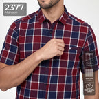 Kemeja Chicago Lengan Pendek 2377 Maroon