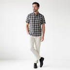 Kemeja Chicago Lengan Pendek 2378 Navy Beige