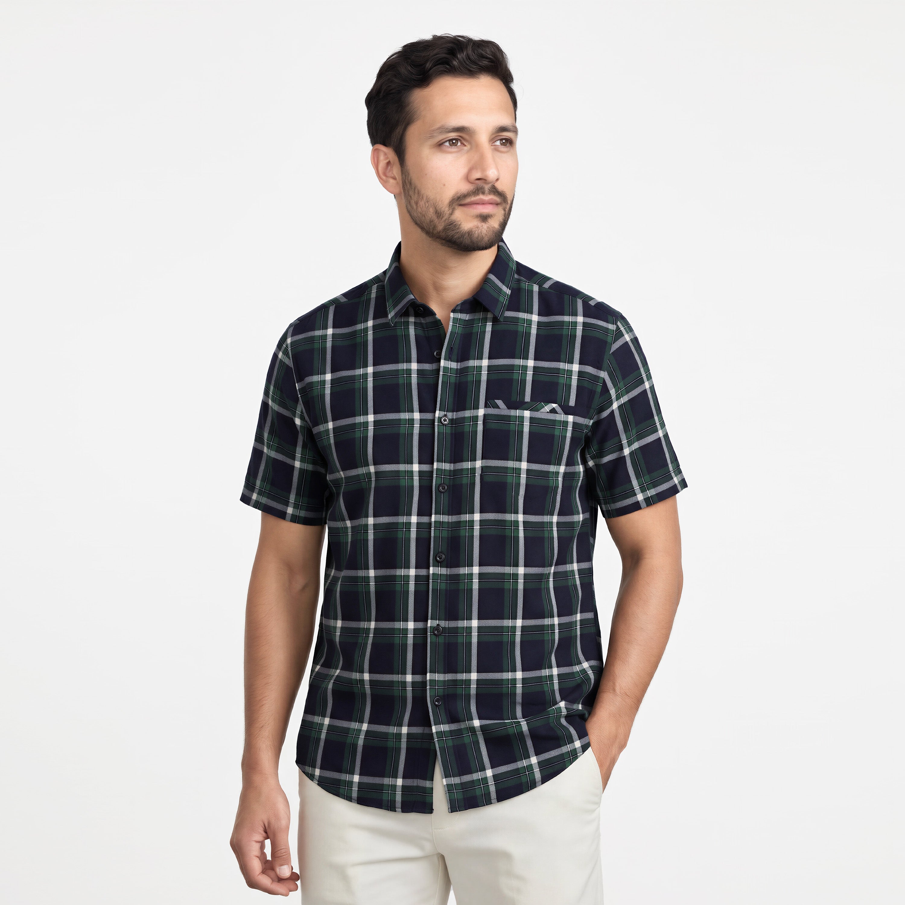 Kemeja Chicago Lengan Pendek 2379 Green Black