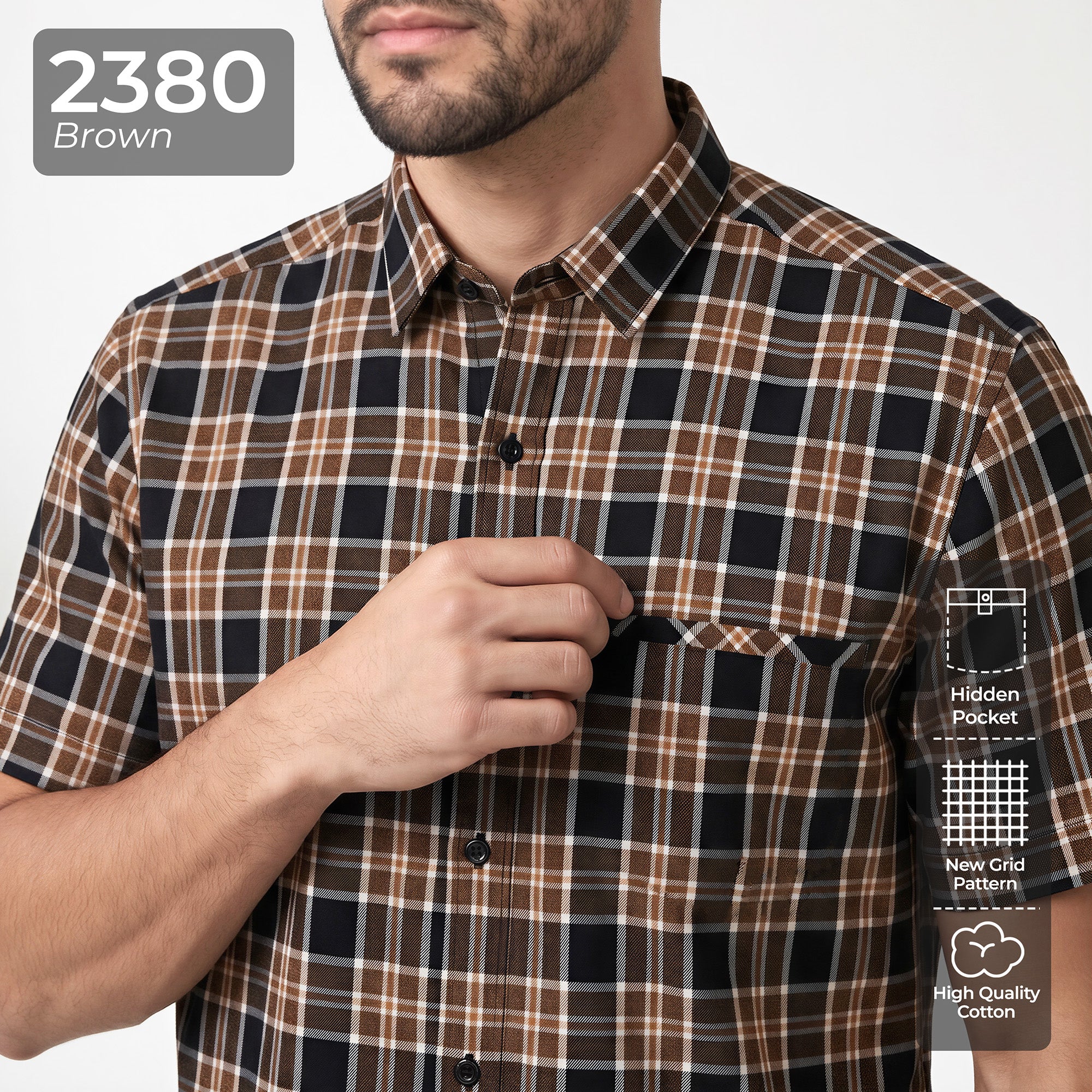 Kemeja Chicago Lengan Pendek 2380 Brown