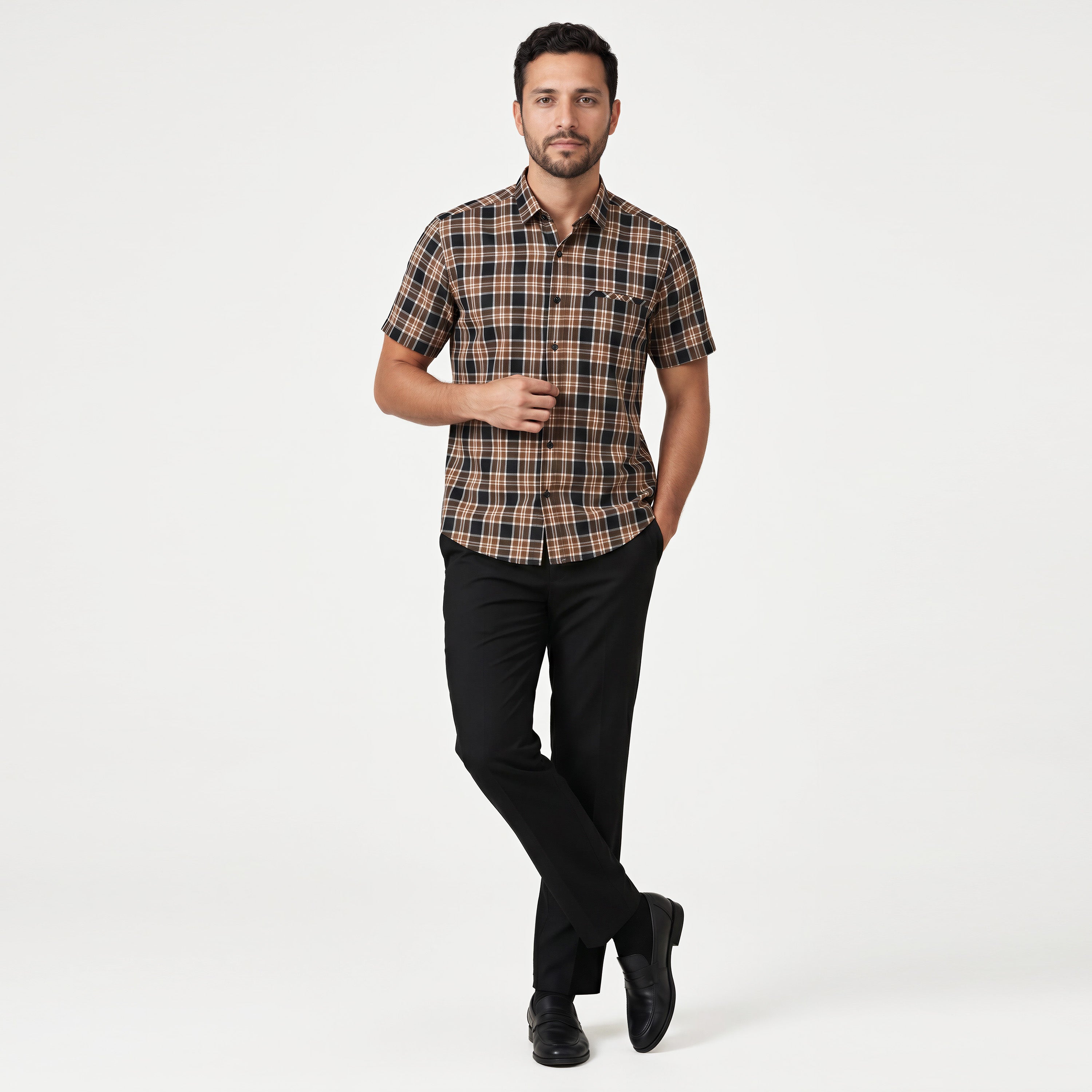 Kemeja Chicago Lengan Pendek 2380 Brown