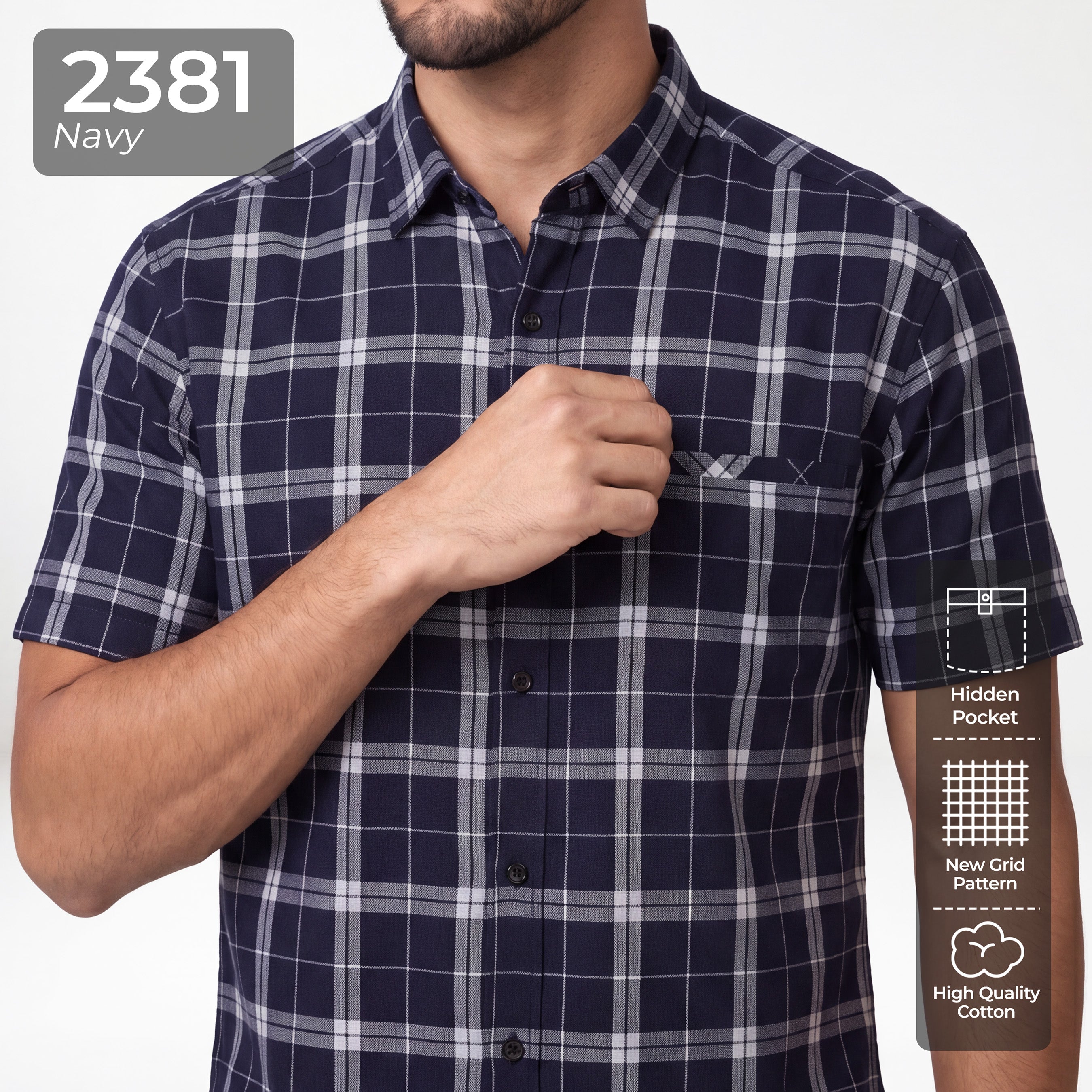 Kemeja Chicago Lengan Pendek 2381 Navy