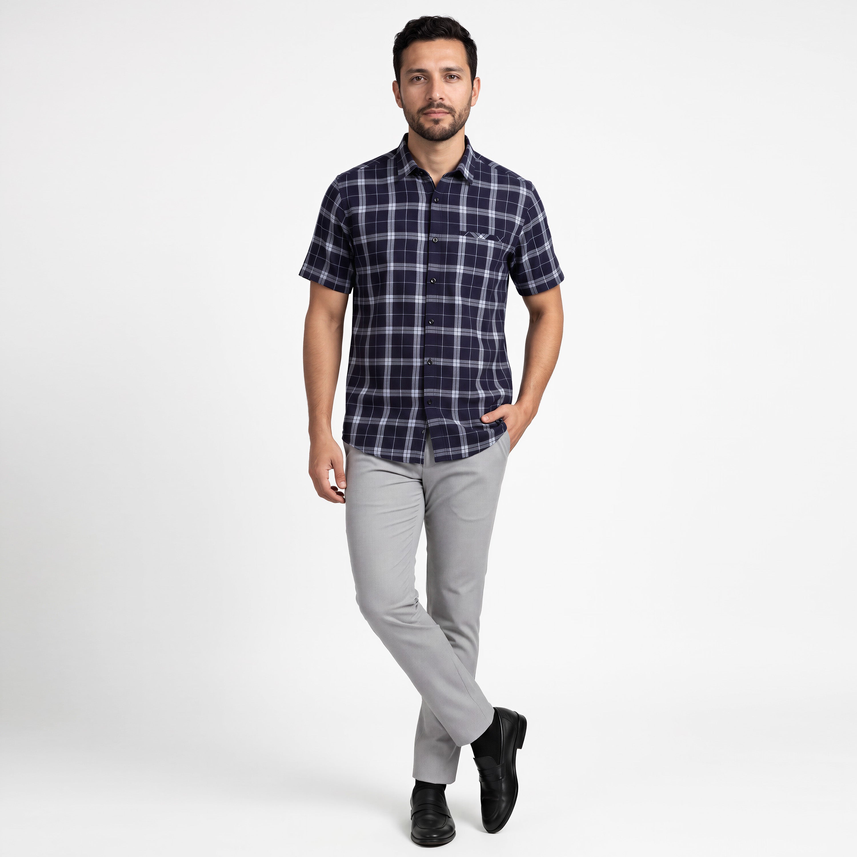 Kemeja Chicago Lengan Pendek 2381 Navy
