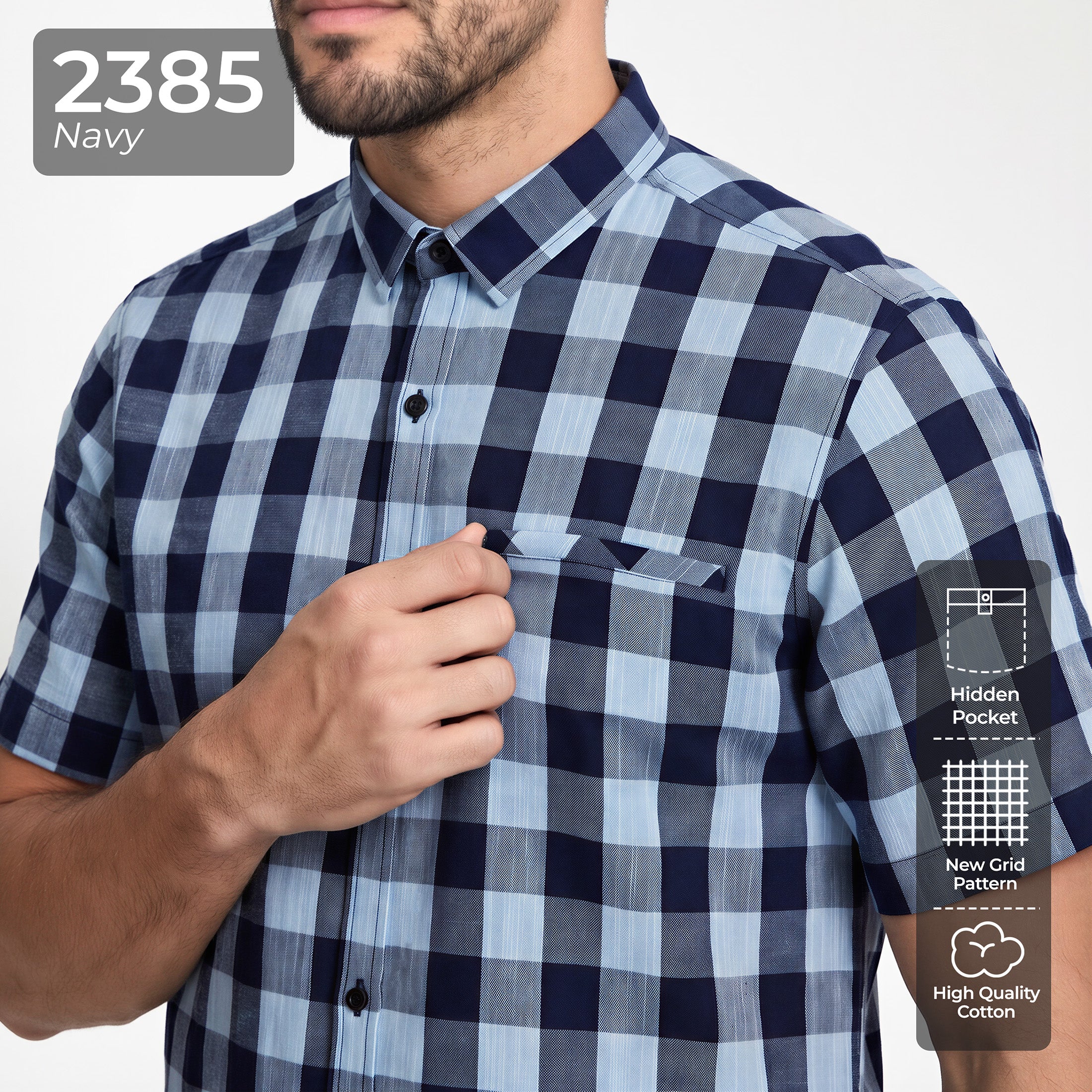 Kemeja Chicago Lengan Pendek 2385 Navy