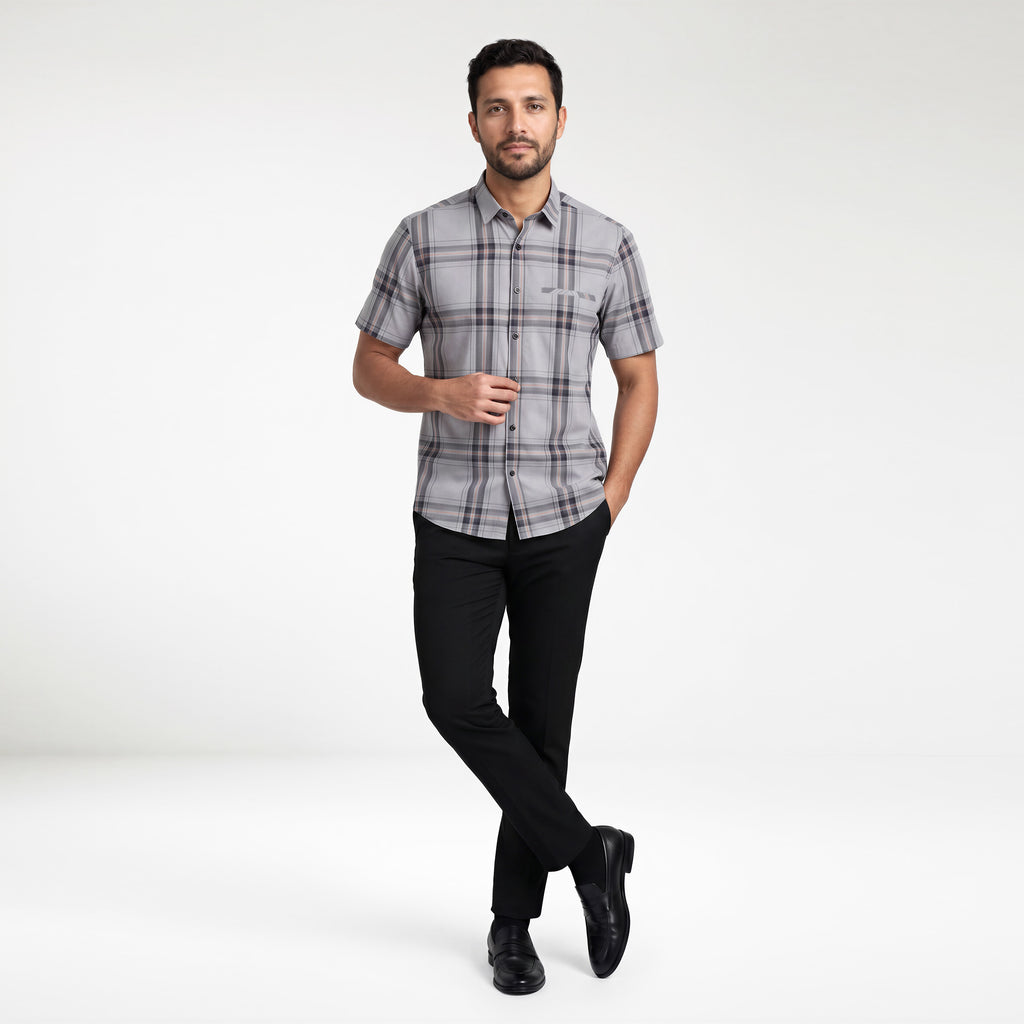 Kemeja Chicago Lengan Pendek 2386 Grey