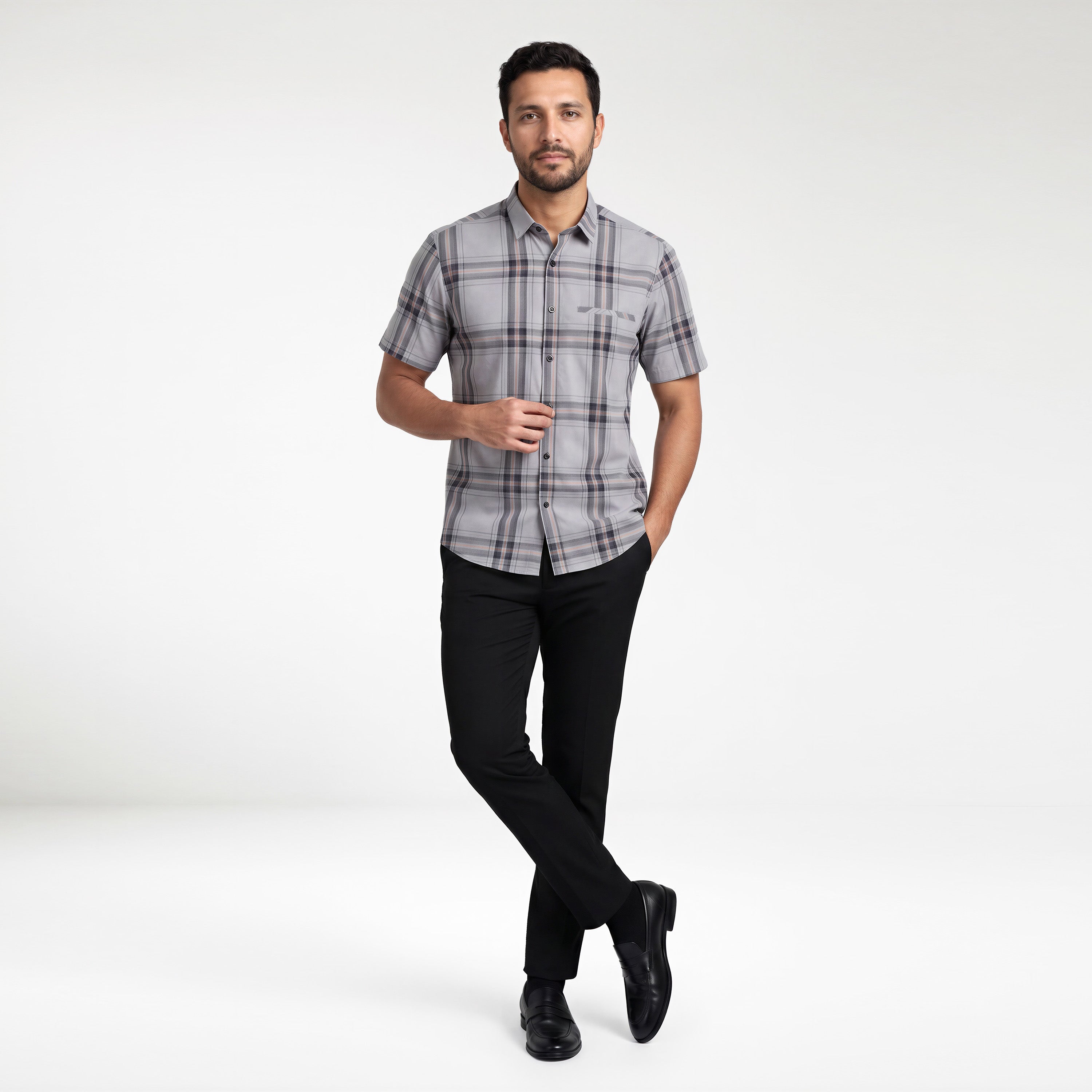 Kemeja Chicago Lengan Pendek 2386 Grey