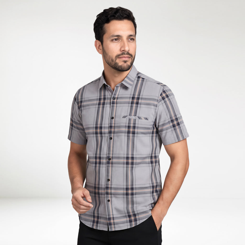 Kemeja Chicago Lengan Pendek 2386 Grey
