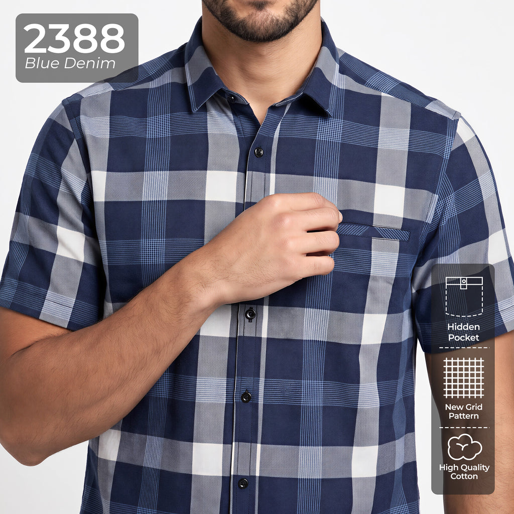 Kemeja Chicago Lengan Pendek 2388 Blue Denim
