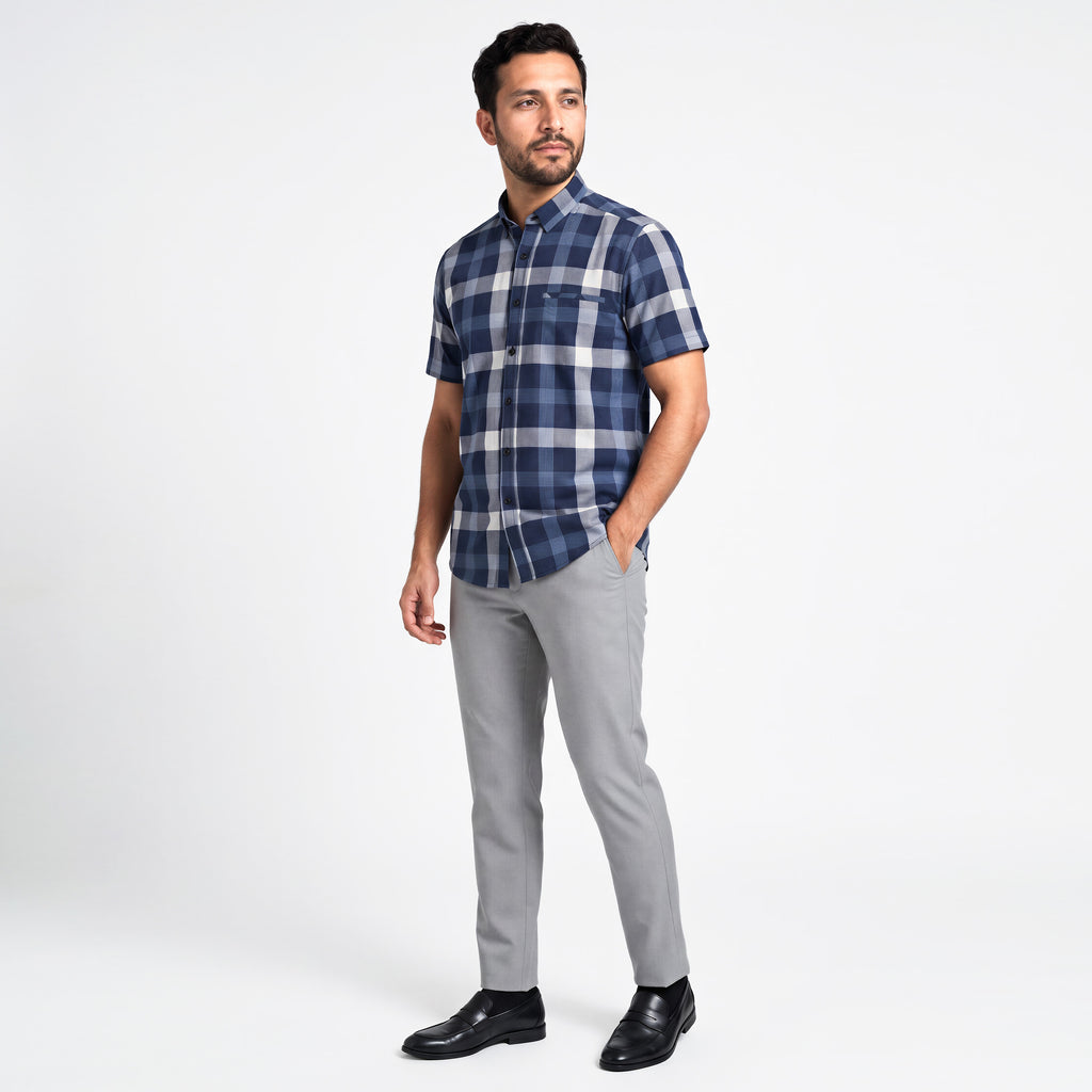 Kemeja Chicago Lengan Pendek 2388 Blue Denim