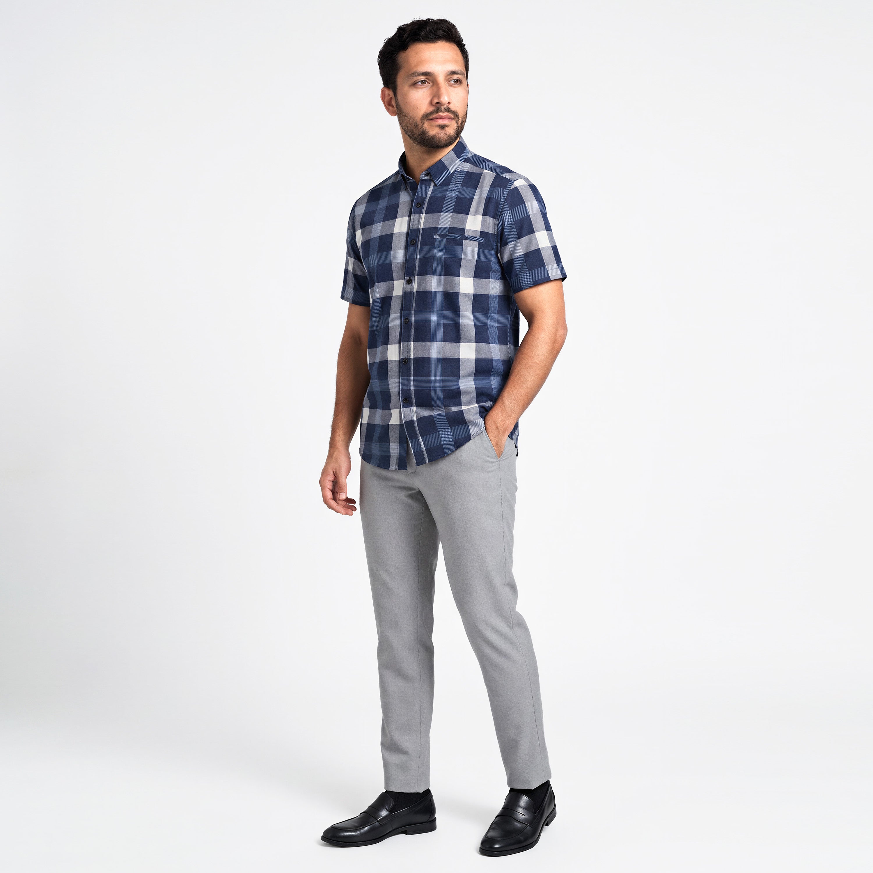 Kemeja Chicago Lengan Pendek 2388 Blue Denim