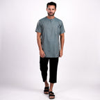 Kurta Umar Two Tone Lengan Pendek 3002 Blue Grey