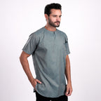Kurta Umar Two Tone Lengan Pendek 3002 Blue Grey