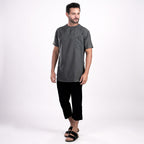 Kurta Umar Two Tone Lengan Pendek 3002 Dark Grey