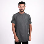 Kurta Umar Two Tone Lengan Pendek 3002 Dark Grey