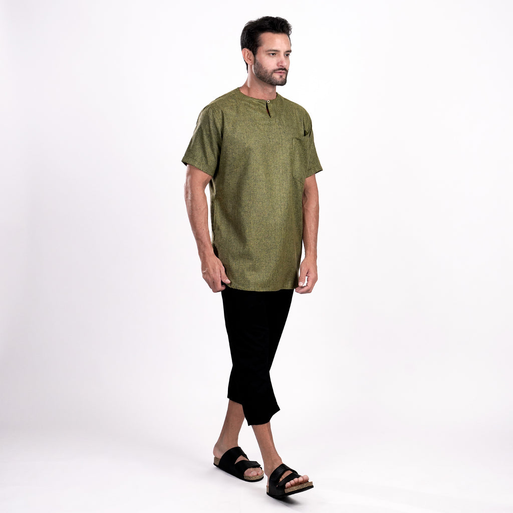 Kurta Umar Two Tone Lengan Pendek 3002 Moss Green