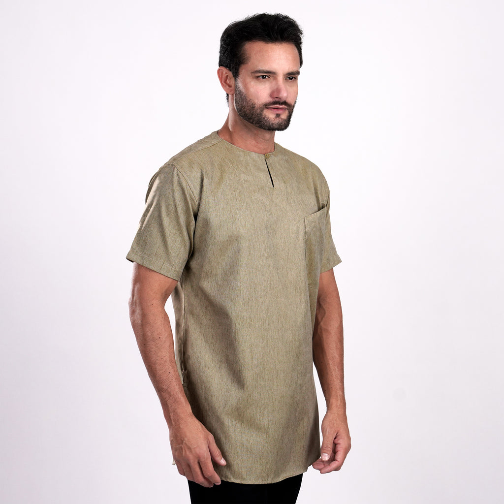 Kurta Umar Two Tone Lengan Pendek 3002 Olive Grey