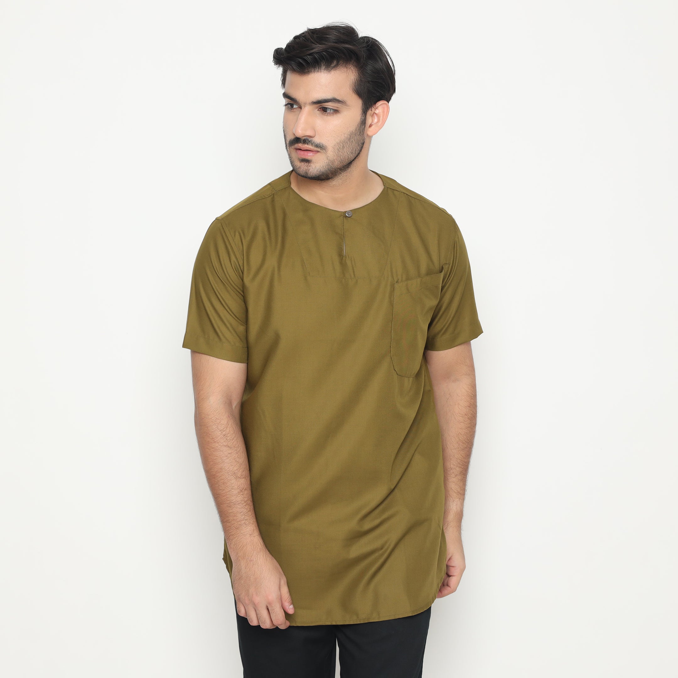 Kurta Umar Solid Lengan Pendek 3003 Army