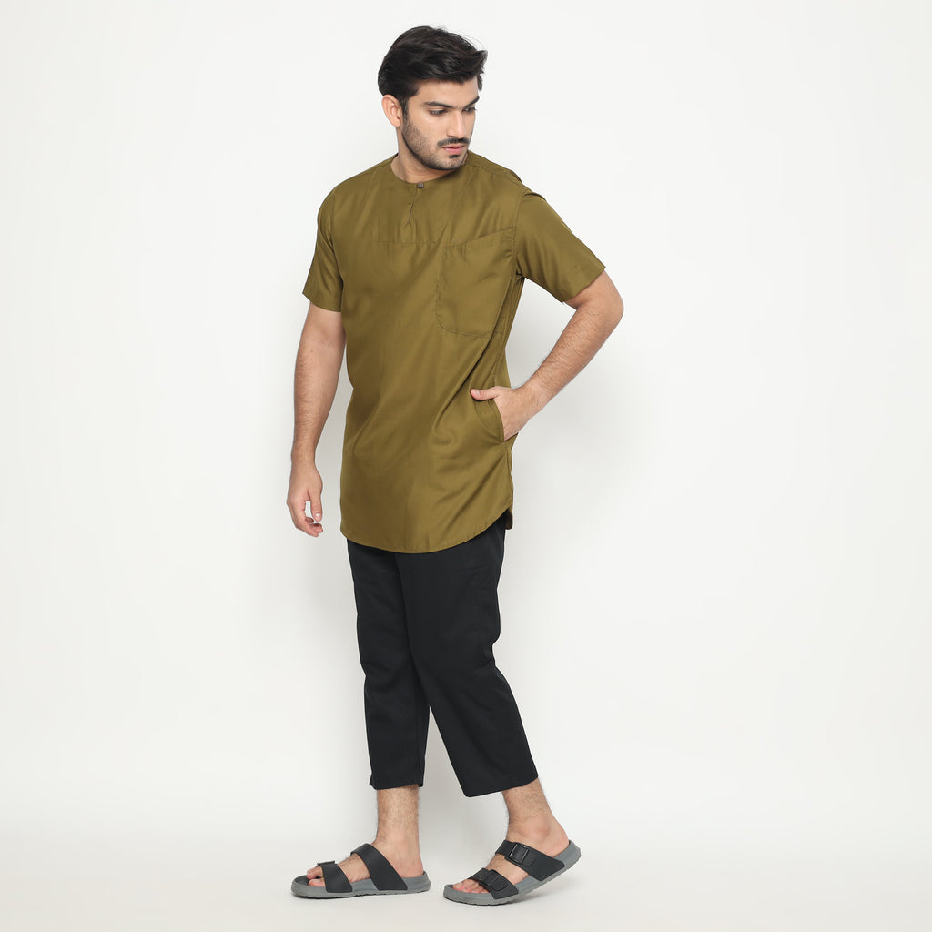 Kurta Umar Solid Lengan Pendek 3003 Army