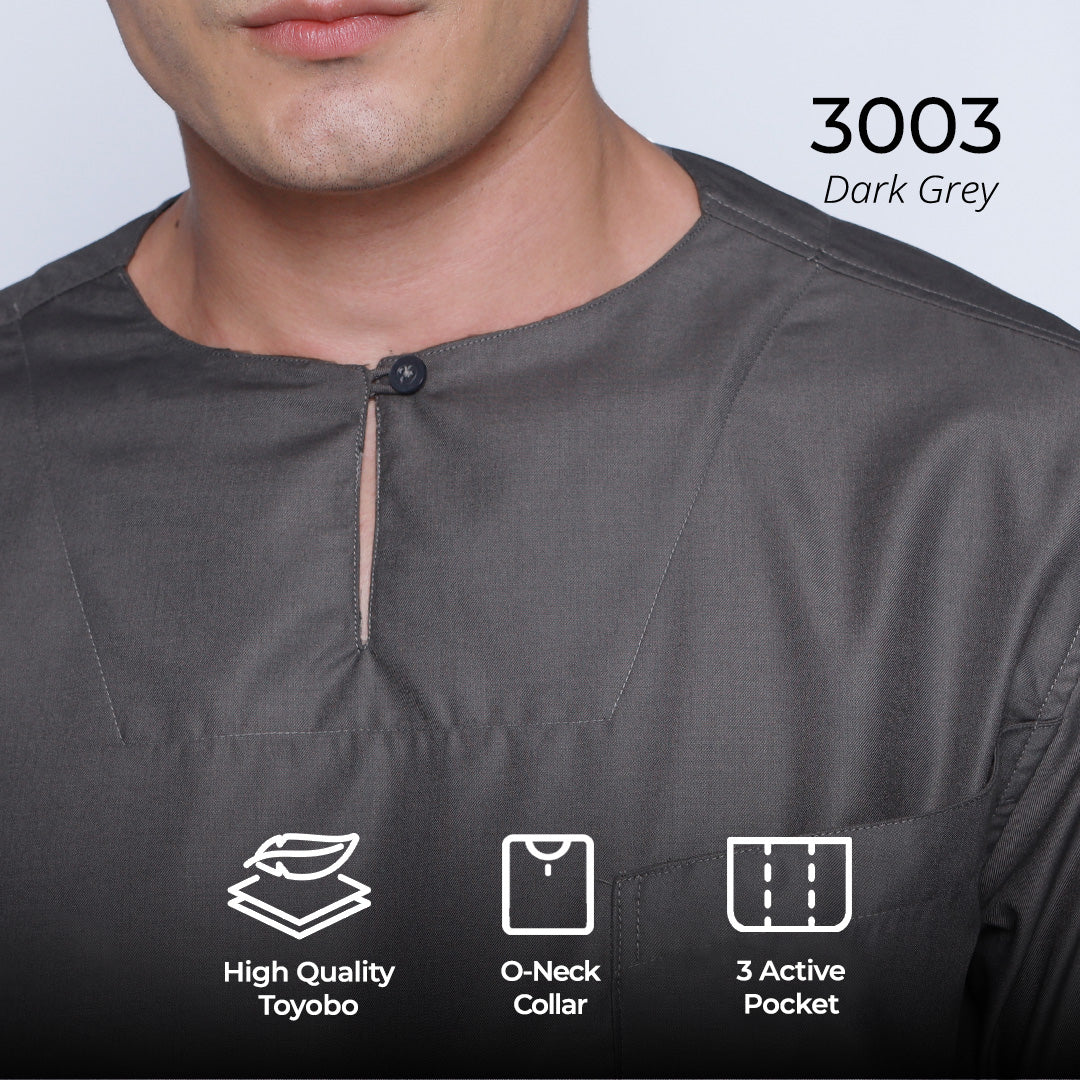 Kurta Umar Solid Lengan Pendek 3003 Dark Grey