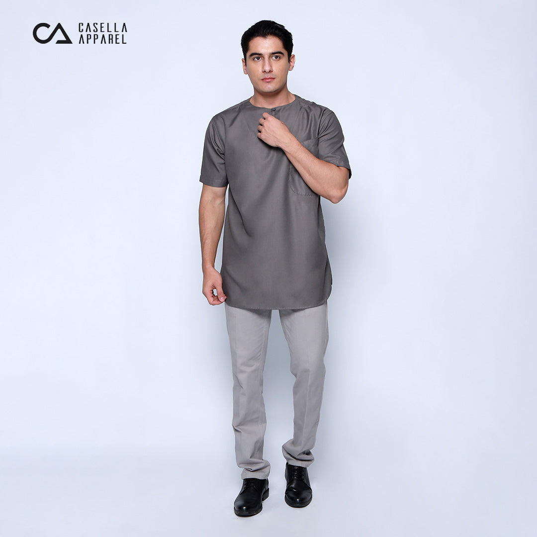 Kurta Umar Solid Lengan Pendek 3003 Dark Grey