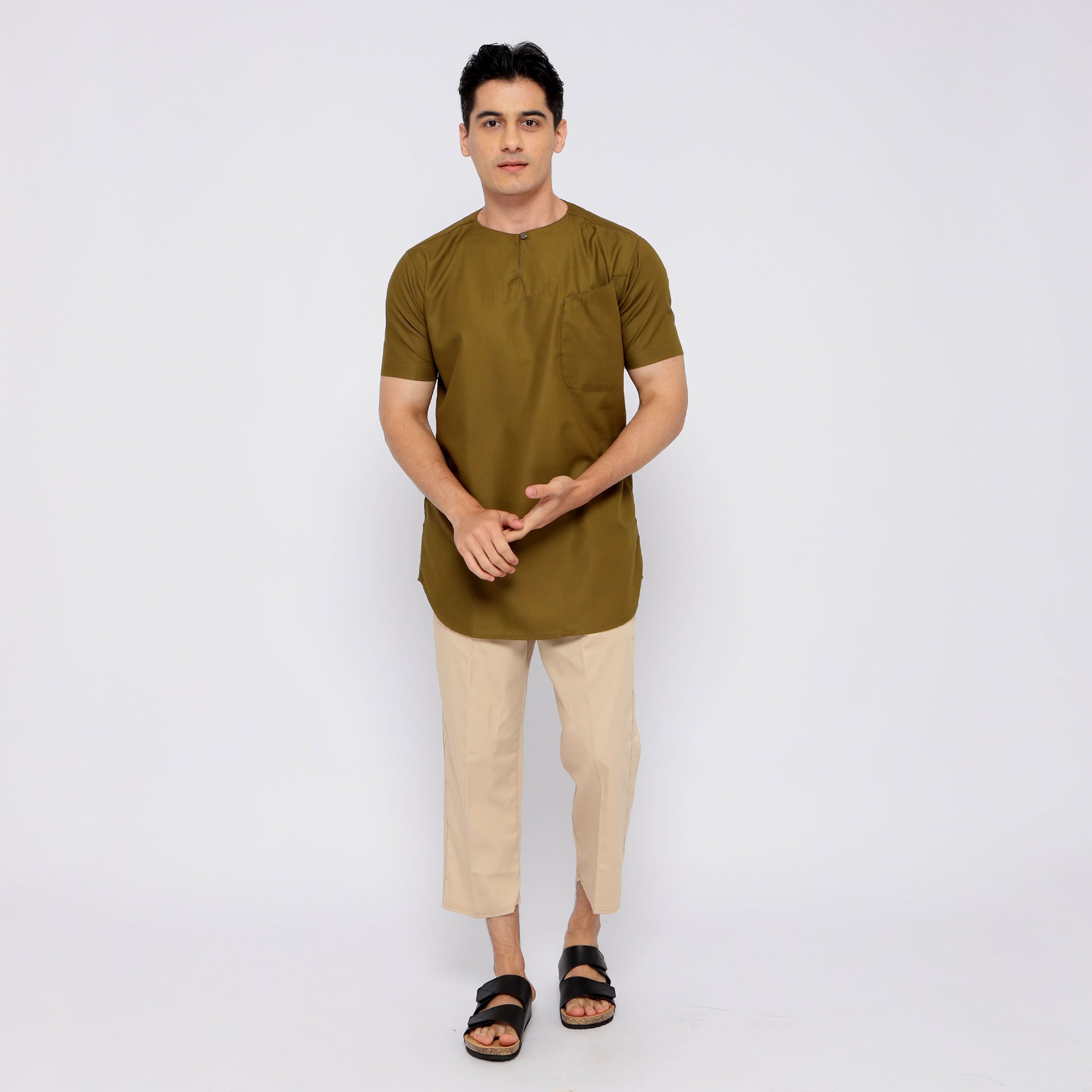 Kurta Umar Solid Lengan Pendek 3003 Army