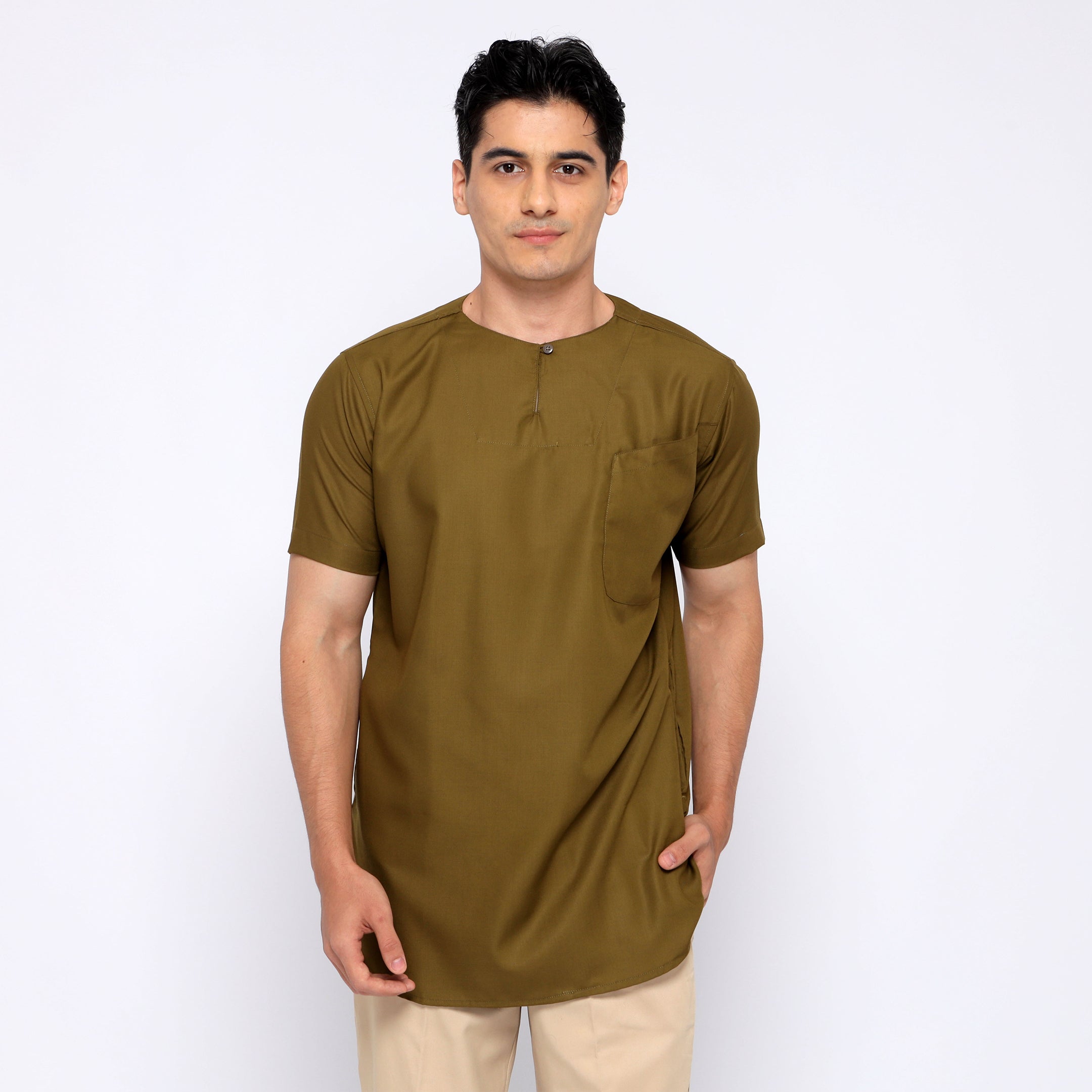 Kurta Umar Solid Lengan Pendek 3003 Army