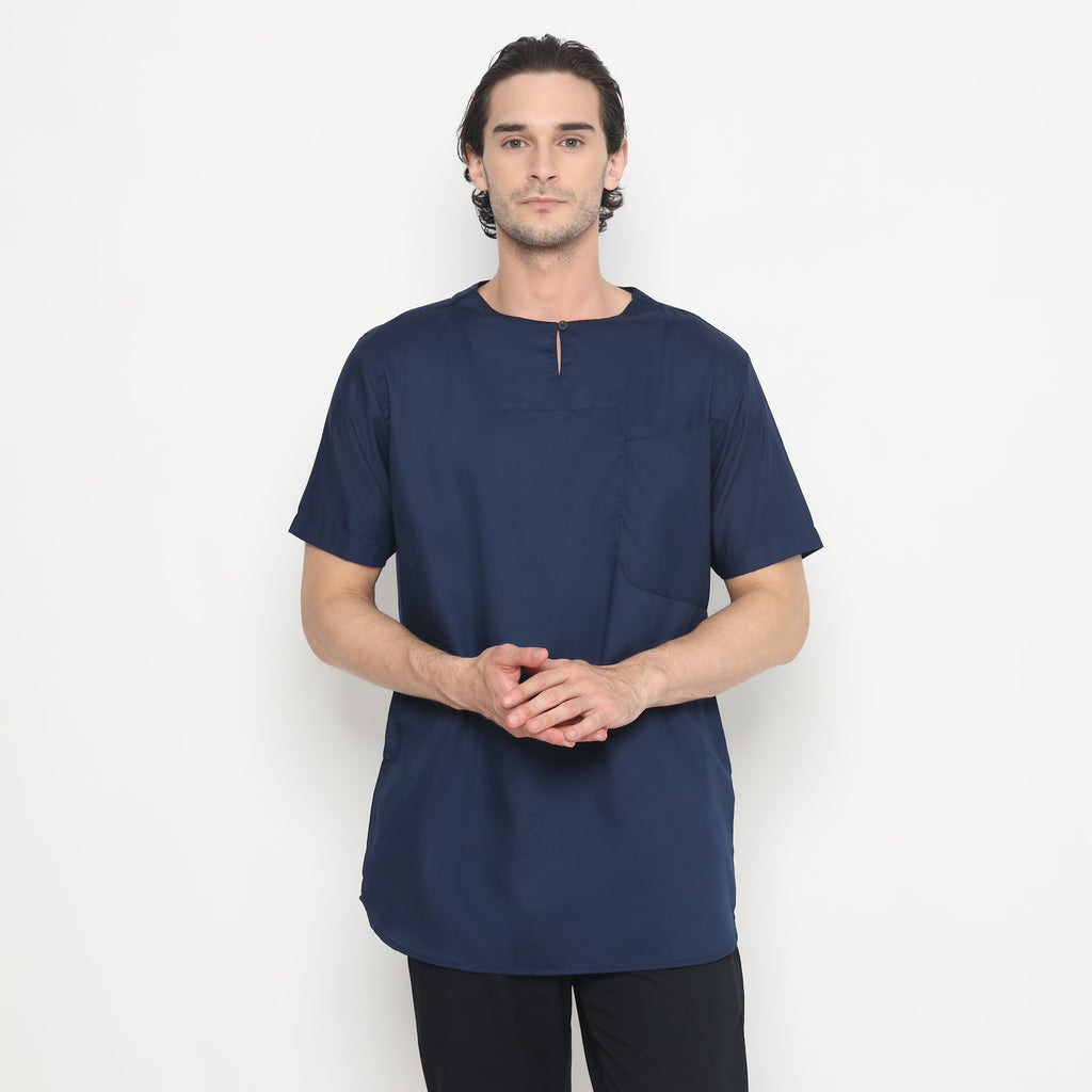 Kurta Umar Solid Lengan Pendek 3003 Navy